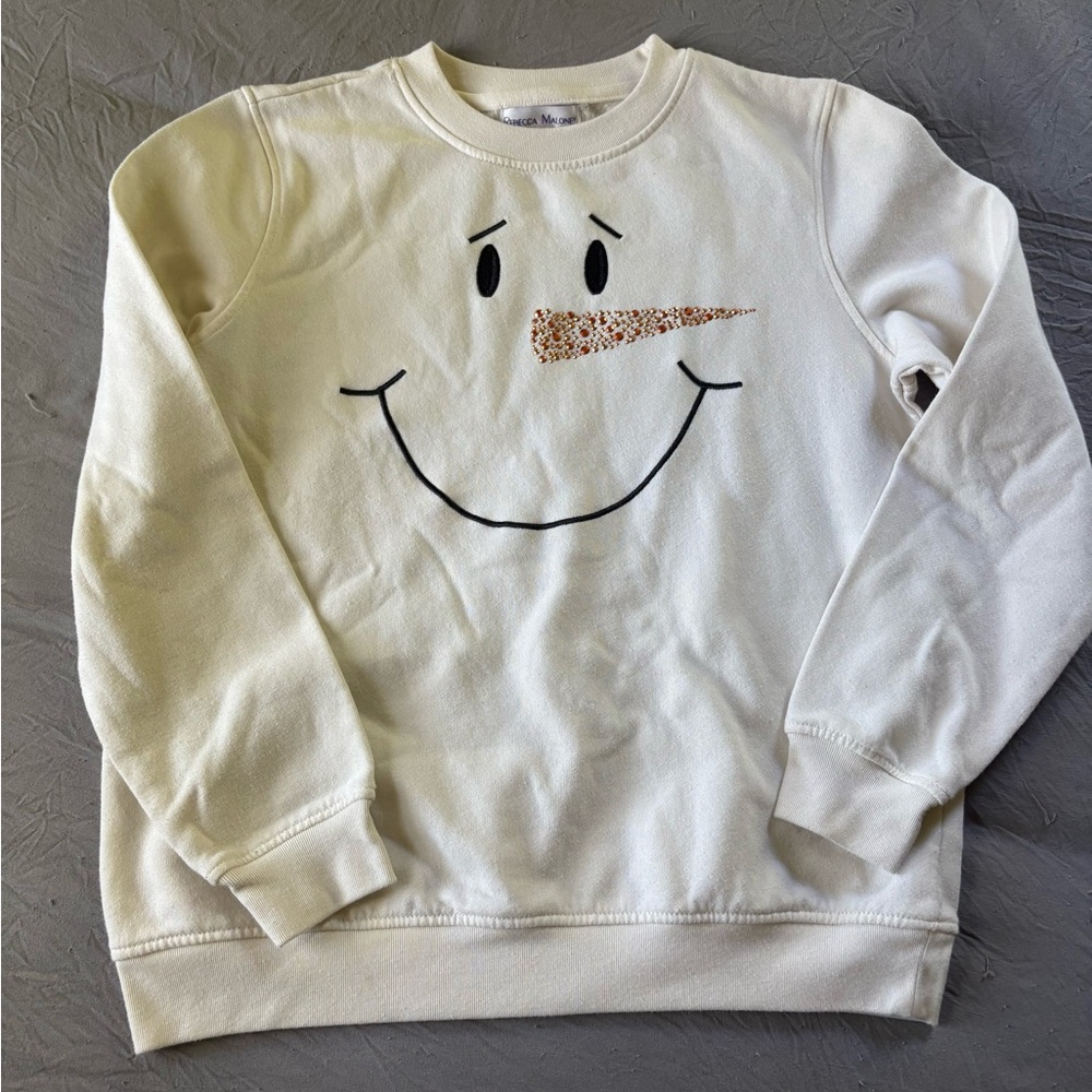 Cream Smiley Snowman Crewneck Sweater